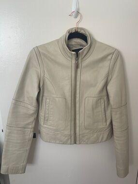 Wilsons Leather Cream Zip-Front Leather Jacket